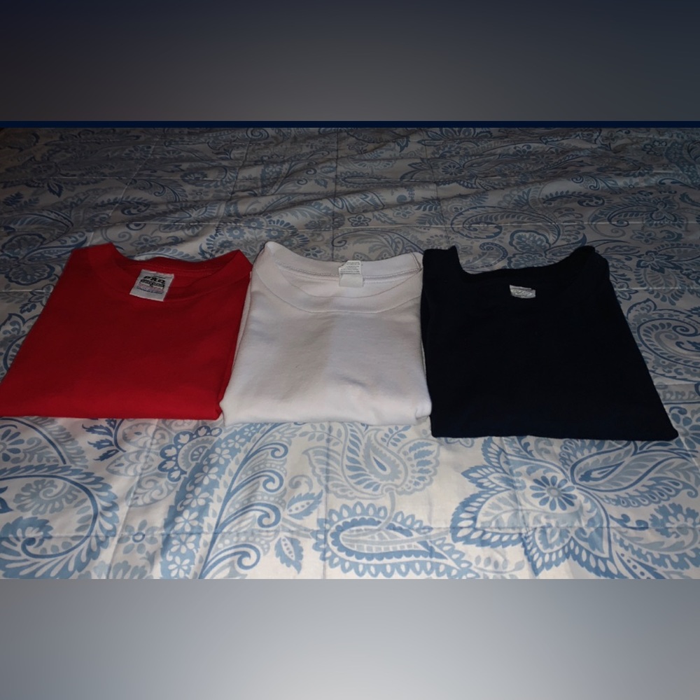 3 pro clubs( all 3 in YOUTH XL) navy red and white